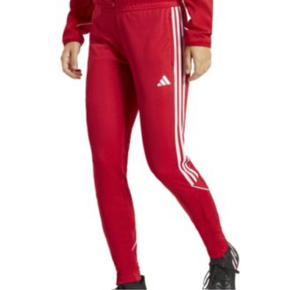 adidas Women's Red Track Pants with White Stripes